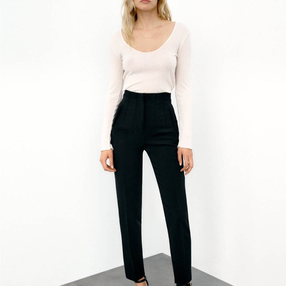 Zara Black Tailored Trousers High-Waisted